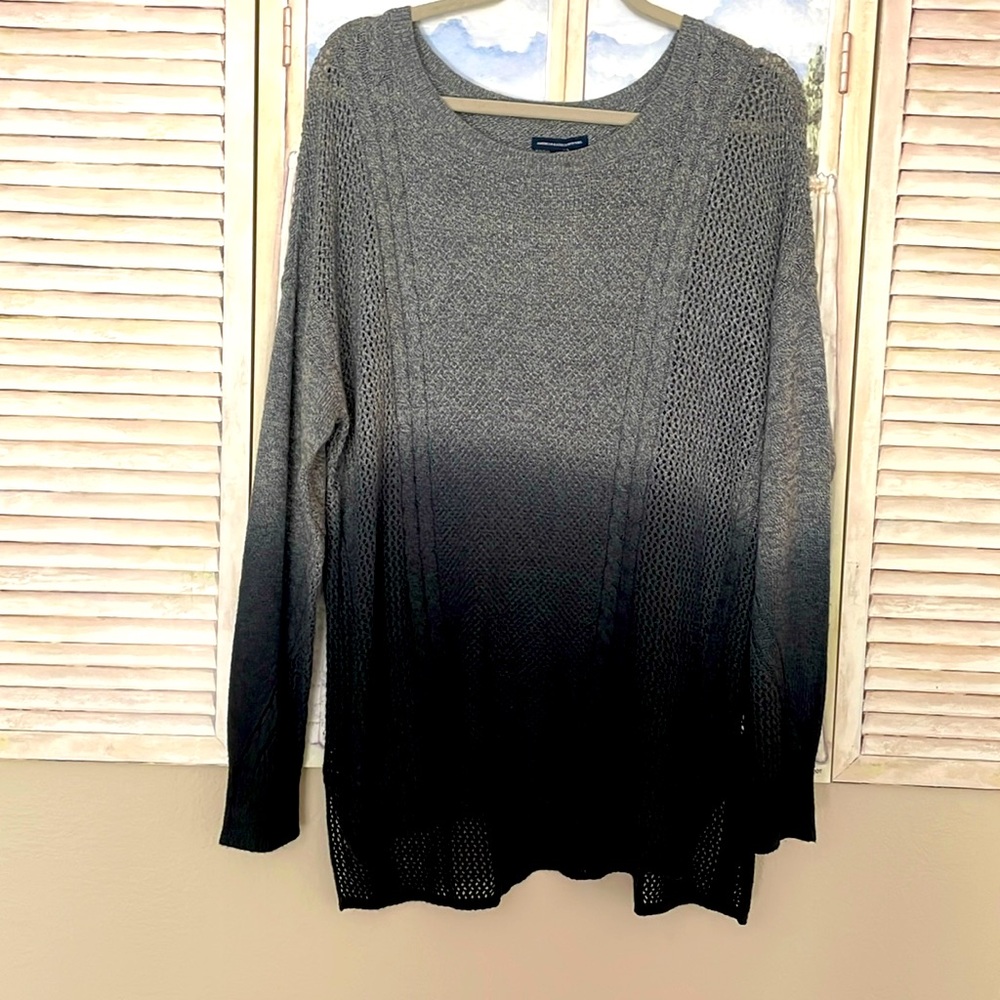 NWT American Eagle Ombré Grey Black Soft Slightly Oversized Sweater Size Large